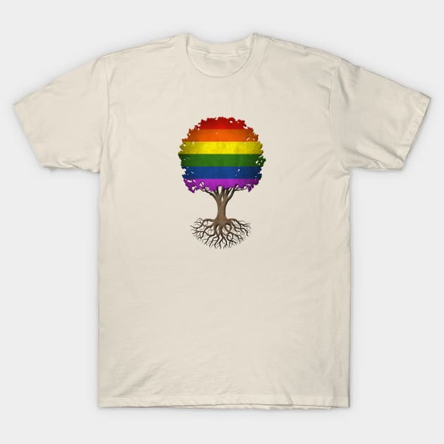 Tree of Life with Gay Pride Rainbow Flag T-Shirt by jeffbartels